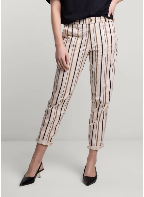 Loose Pant Multi Stripe Cotton Twill
