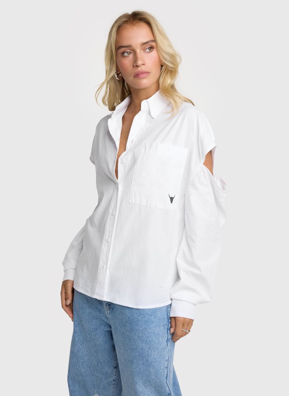 Cut Out Poplin Blouse