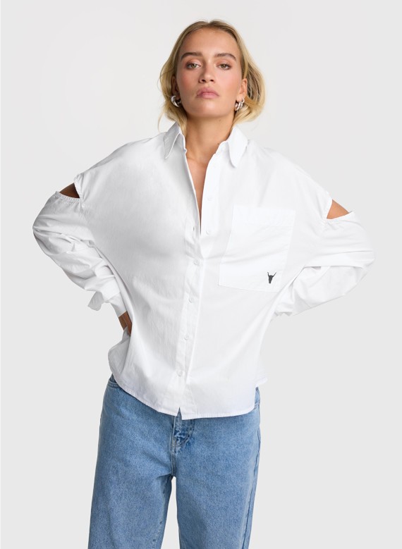 Cut Out Poplin Blouse