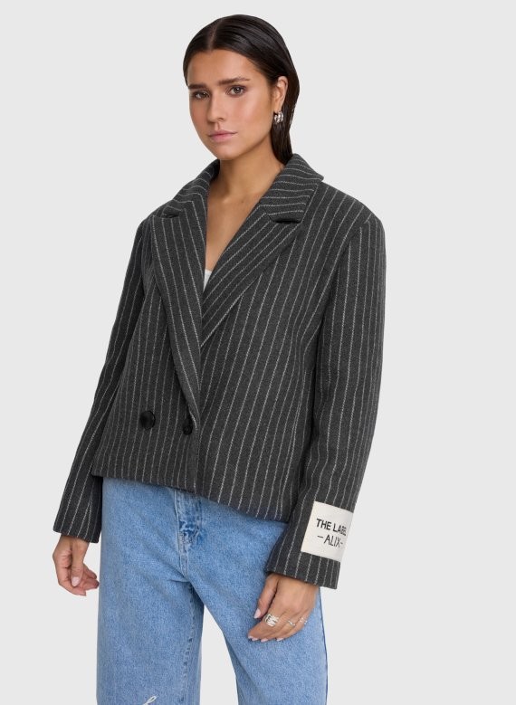 Pinstripe Cropped Coat